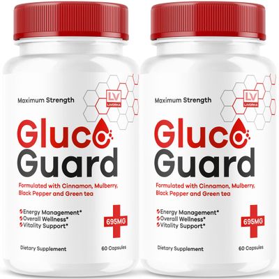 (2 Pack) GlucoGuard Capsules - Official GlucoGuard Advanced Blood Support Formula, Natural GlucoGuard Pills Maximum Strength, Health & Wellness Vitamin Supplement, 60 Capsules for 2 Months