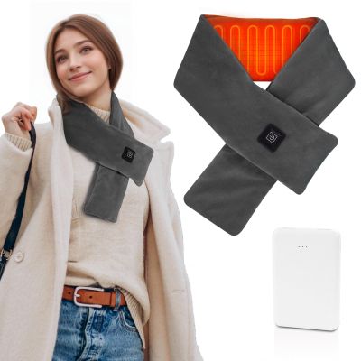 Girasol Heated Neck Wrap Heated Scarf for Neck Pain Relief, Neck Heating Pad with 5000mAh Power Bank, Cordless Thermal Neck Brace Electric Heated Neck Warmer with 3 Heating Levels (Dark Grey)