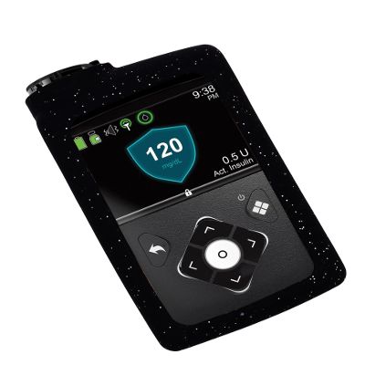 SNK Premium Glitter Silicone Cover Soft Case for Medtronic Insulin Pumps (MiniMed 630G MiniMed 640G MiniMed 650G MiniMed 670G MiniMed 770G MiniMed 780G) (Black)