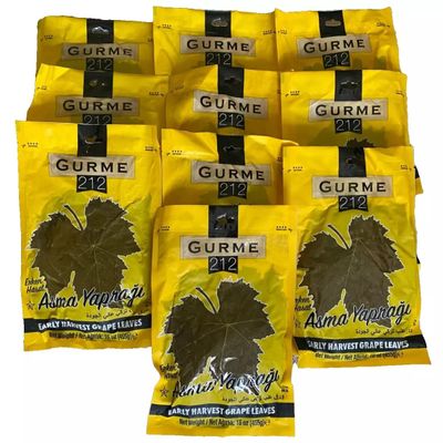 Gurme212 Premium Turkish Grape Leaves (Leaves for Dolma) 16 oz/455g (Early Harvest, 10-pack)
