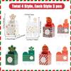 SOFPLATE 12Pcs 4 Styles House Gift Box Christmas Favor Boxes Small Red Green White Paper Box Holiday Goodie Wrapping Boxes for Packaging Present Candy Cookie Cupcake Birthday Party Favor Supplies view 2