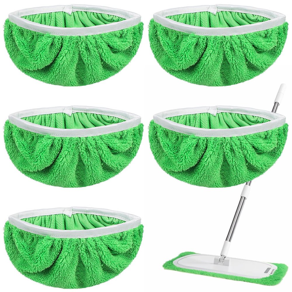 ABOOFAN 6 Pack Microfiber Mop Covers Machine Washable Pads Replacement Compatible with Various Mop Heads Secure Elastic Binding Lint-Resistant Cleaning