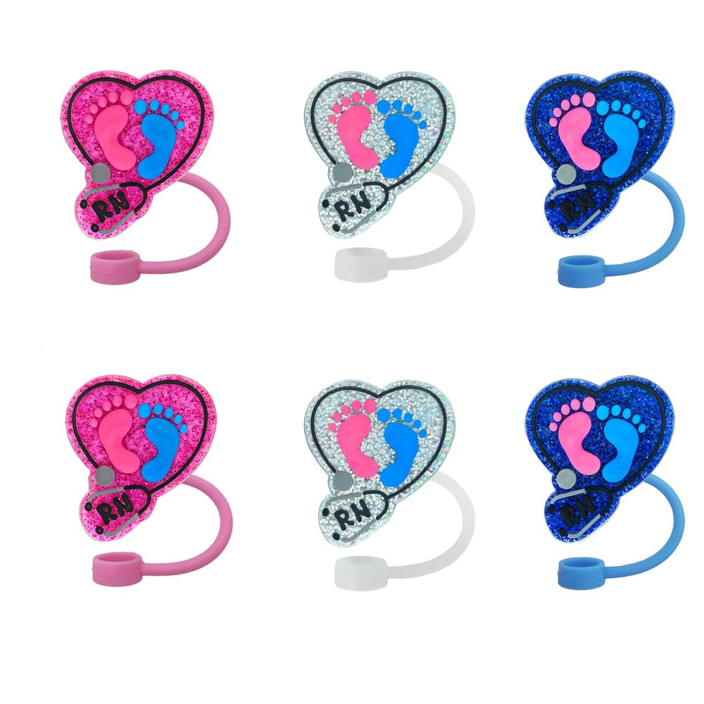 12pcs Bling Glitter Obstetrics Reusable Food Grade Silicone Straw Sleeve Caps, Suitable for Party Favors,Friends Gathering Stationery Birthday Party Favor, Dustproof Soft Straw Covers for 10mm Straws