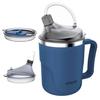 HOSUKU Spill-Proof Cup for Elderly, 13.5oz Stainless Steel Sippy Cup with Straw, Ideal for Seniors and Adults, Great for Water, Milk, and Soup (Blue), Health & Household Supplies view 1