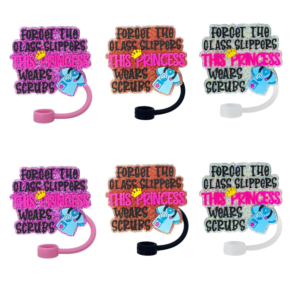 12pcs Bling Glitter Princess Reusable Food Grade Silicone Straw Sleeve Caps, Suitable for Party Favors,Friends Gathering Stationery Birthday Party Favor, Dustproof Soft Straw Covers for 10mm Straws