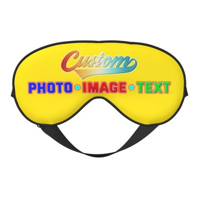 Custom Eye Masks for Sleep with Photo Image Picture Text Logo Adult Women Men Adjustable Elastic Strap Personalized Sleep Masks Cute Funny Customized Travel Sleep Mask Soft Yellow