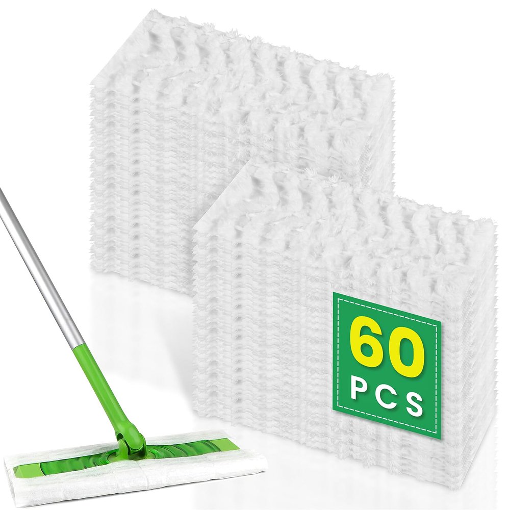 60 Count for Swiffer Dry Cloths Compatible with Swiffer Sweeper, Sweep & Mop Deluxe 2-in-1 Floor Mopping and Limited Edition Pink Wicked, Cleaning Dust and Hair, for Swiffer Dry Sweeping Cloths