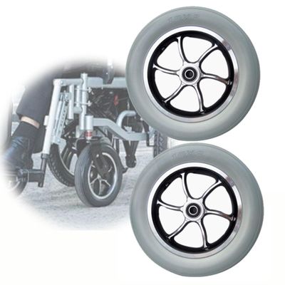 10in Solid Wheel Tyre Replacement Caster Wheel No Need to Inflate Wheelchair Wheels for Electric Front Wheelchair 2pcs Easy to Install(Gray)