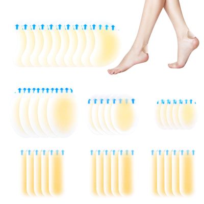 40 PCS Gel Blister Bandages for Feet - Hydrocolloid Bandages for the Toes, Fingers, 7 Shapes of Water Resistant Blister Bandages for Prevention & Recovery