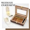 Bald Eagle Cigar Humidor Box, Glass Top Cedar Case with Humidifier Hygrometer, Handmade Desktop Box Holds 15-20 Cigars view 2