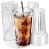 Fit Meal Prep 100 Pack 32 oz Plastic Iced Coffee Cups with Flat Lids and Black Straws, Disposable Clear Cup, BPA Free Cup for Party, Smoothie, Cold Drinks, Juice, Milkshake, Bubble Boba, Tea view 1