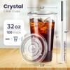 Fit Meal Prep 100 Pack 32 oz Plastic Iced Coffee Cups with Flat Lids and Black Straws, Disposable Clear Cup, BPA Free Cup for Party, Smoothie, Cold Drinks, Juice, Milkshake, Bubble Boba, Tea view 2