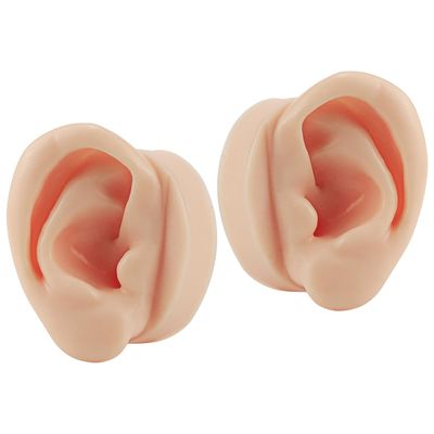 2Pcs Silicone Ear Model- Left and Right Soft Flexible Fake Ear Simulation Artificial Ear Display Model for Shop Window Display, Jewelry Earring Display, and Impression Taking Practice