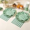 175 Pcs Green Gingham Plates and Napkins Party Supplies - Green and White Checkered Plates Sets Serve 25 Guests - Scalloped Gingham Paper Plate for Birthday Picnic BBQ Golf Party Decorations view 3