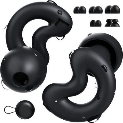 RelaxCharm Ear Plugs for Sleeping Up to NRR24dB-Ultra Soft, Reusable Silicone Earplugs for Sleep Snoring, Side Sleepers-10 Ear Tips in XS/S/M/L/Double Layer- Cool Black