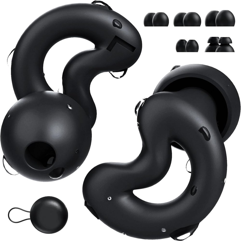RelaxCharm Ear Plugs for Sleeping Up to NRR24dB-Ultra Soft, Reusable Silicone Earplugs for Sleep Snoring, Side Sleepers-10 Ear Tips in XS/S/M/L/Double Layer- Cool Black