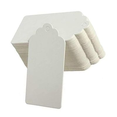 100 Pieces Kraft Paper Tags Gift Tags Rectangle Price Tags Price Labels Craft Hang Tags Clothes Size Tags Market Tags Gift Bag Tags Display Labels Jewelry Tags Clothing Tags, White