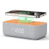 REACHER 15W Fast Magnetic Wireless Charging Alarm Clock with White Noise Machine, Woodgrain Style, 20 HighFidelity Sounds, Gradual Wake & Snooze, 0100% Dimmable Digital Clock, Bedroom & Office view 1