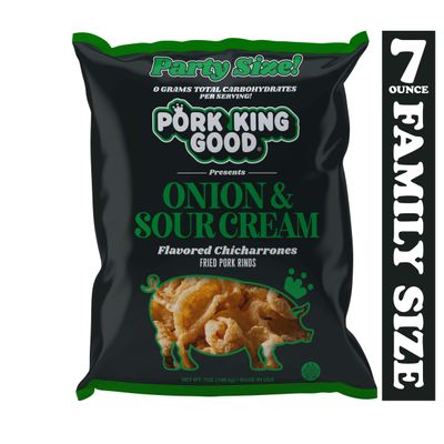 Generic P.ork King Good Sour Cream & Onion Pork Rinds 7 oz (Pack of 6)