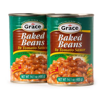 Grace Baked Beans 14oz - 2 Pack Canned Baked Beans - Source of Plant Based Protein & Fiber, Gluten Free, Low Fat