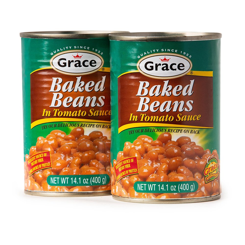 Grace Baked Beans 14oz - 2 Pack Canned Baked Beans - Source of Plant Based Protein & Fiber, Gluten Free, Low Fat