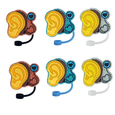 12pcs Bling Glitter Cochlea Reusable Food Grade Silicone Straw Sleeve Caps, Suitable for Party Favors,Friends Gathering Stationery Birthday Party Favor, Dustproof Soft Straw Covers for 10mm Straws