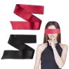 2 Pcs Satin Eye Mask for Sleeping - Silk Blindfold for Women & Men - Adults Couples Blindfold Scarf - Sleep Eye Cover for Travel Nap Meditation - Valentine Gift - 150cm/59inch (Black + Red) view 1