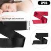 2 Pcs Satin Eye Mask for Sleeping - Silk Blindfold for Women & Men - Adults Couples Blindfold Scarf - Sleep Eye Cover for Travel Nap Meditation - Valentine Gift - 150cm/59inch (Black + Red) view 4