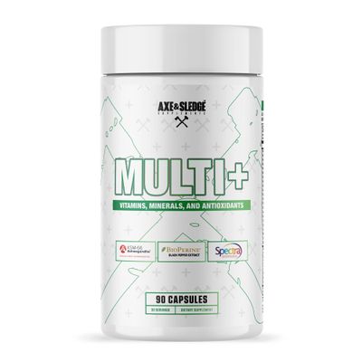 Axe & Sledge Multi Plus Multivitamin | 24 Bioavailable Vitamins & Minerals, Ashwagandha | Multivitamin for Women and Men for Daily Nutritional Support | 90 Capsules, 30 Servings