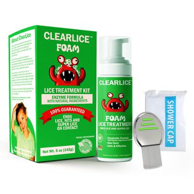 Clearlice Treatment Kit for Kids & Adults Guaranteed to End Lice in 1 Hour, Extra Strength Treatment for Family to Remove Super Lice, Nits & Eggs - Includes 5oz Foam, Comb & Cap