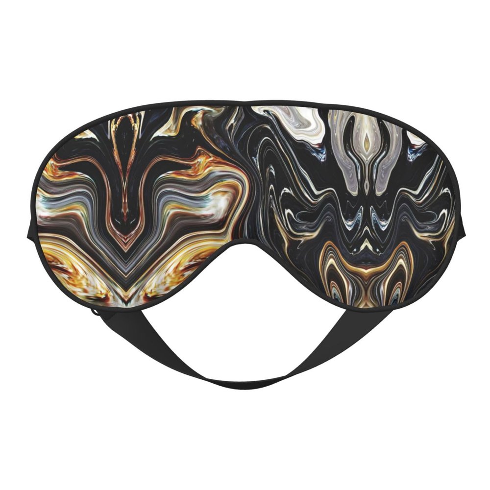 Abstract Marble Ink Texture Print Fashion Block Out Light Eye Mask 7.9X4 inch for Air Travel Full Night Sleeping
