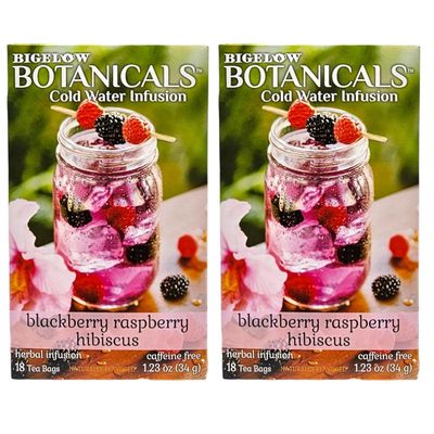 YCNO KOMBOFAN (Pack of 2) Bigelow Botanicals Cold Water Infusion Blackberry Raspberry Hibiscus Tea Bags, Herbal Infusion, Caffeine Free, 18 Count each (Total:36 Count)