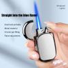 Small lighter, windproof blue flame lighter, metal portable lighter, adjustable flame size, butane refillable lighter, gift for women(Gold) view 3