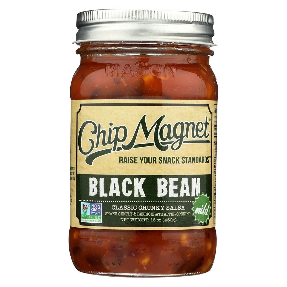 Chip Magnet Salsa - Black Bean - Classic Chunky Salsa - Mild - Case Of 4-16 Oz Jars