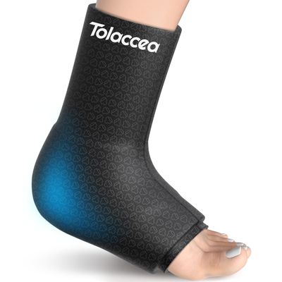 Tolaccea Ankle Ice Pack Wrap PRO for Injuries, Foot Ice Pack for Hot and Cold Therapy, Flexible Cold Pack for Plantar Fasciitis,Swelling,Sprained, ColdFocus for More Cooling Large (Pack of 1)