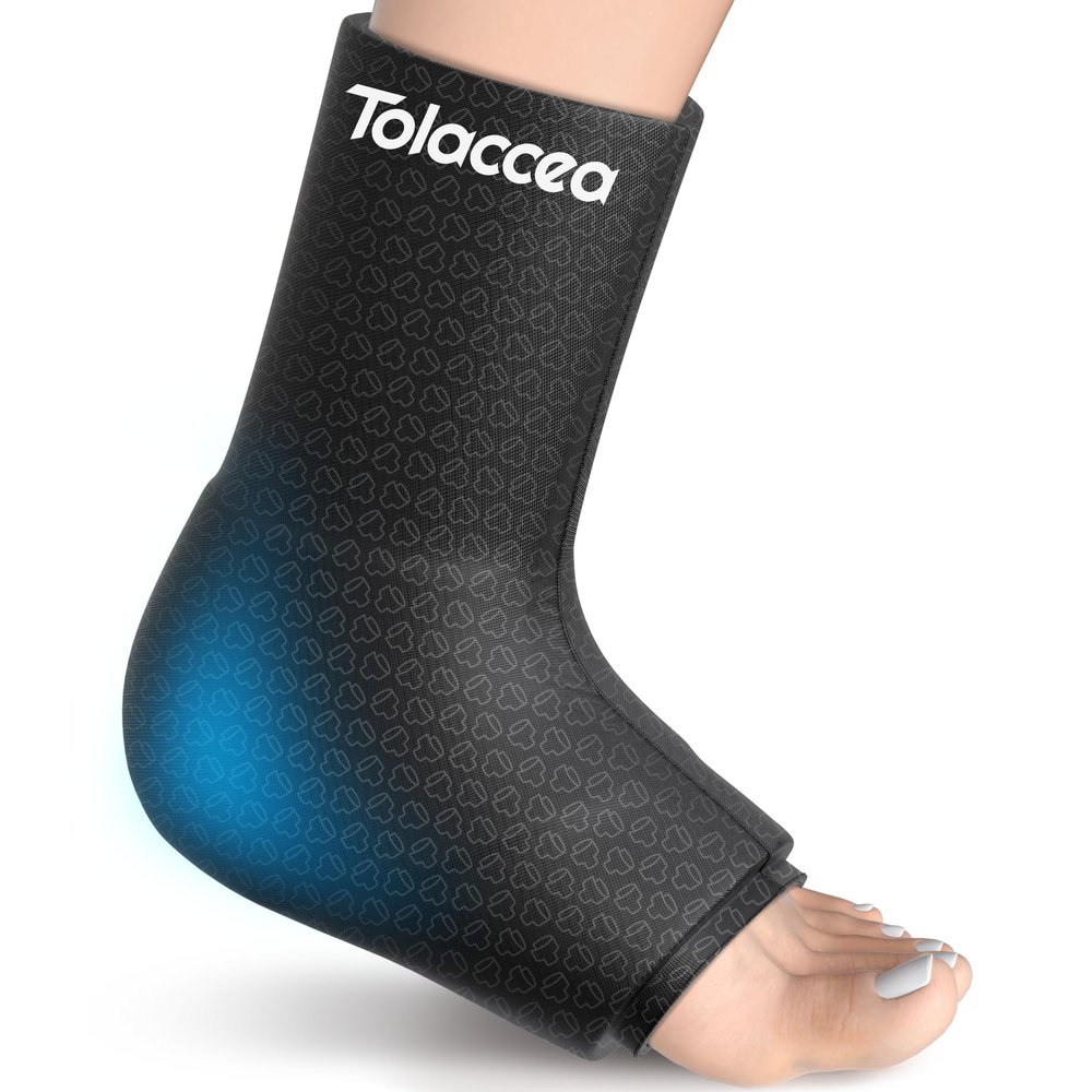 Tolaccea Ankle Ice Pack Wrap PRO for Injuries, Foot Ice Pack for Hot and Cold Therapy, Flexible Cold Pack for Plantar Fasciitis,Swelling,Sprained, ColdFocus for More Cooling Large (Pack of 1)