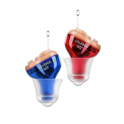 Hearing Aid for Seniors Adults Noise-Cancelling - Hearing Amplifier Invisible Sound Amplifier Digital Hearing Enhancement Devices Hearing Aid Cleaning Tools Included (a pair red blue)