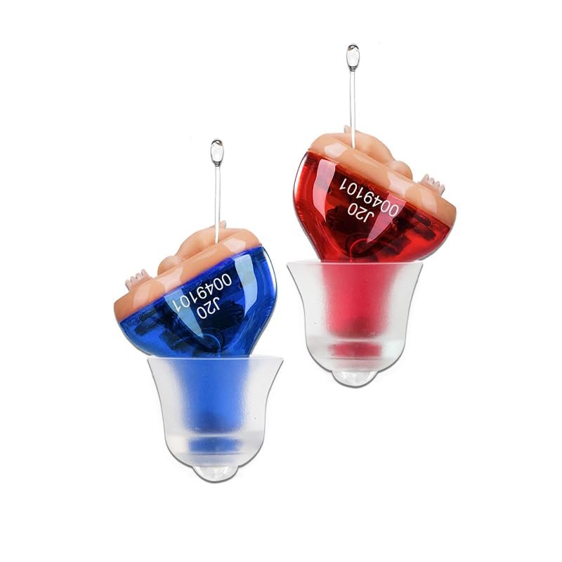 Hearing Aid for Seniors Adults Noise-Cancelling - Hearing Amplifier Invisible Sound Amplifier Digital Hearing Enhancement Devices Hearing Aid Cleaning Tools Included (a pair red blue)