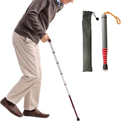 8 Sections Telescopic Blind Cane - Titanium Alloy Reflective Blind Cane with Roller Head + Night Warning Reflective Film(A,118cm(46in))