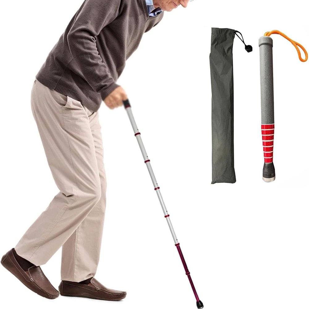 8 Sections Telescopic Blind Cane - Titanium Alloy Reflective Blind Cane with Roller Head + Night Warning Reflective Film(A,118cm(46in))