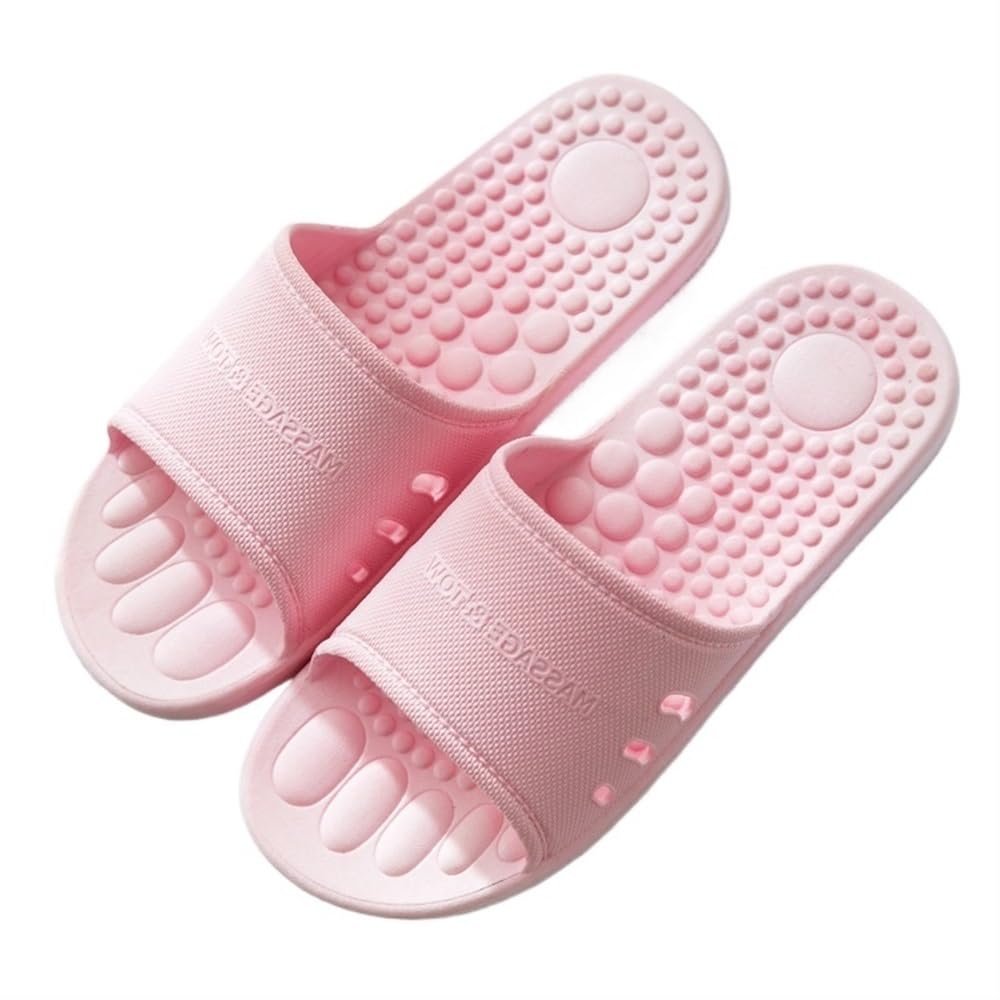 HONGFSM Plantar Fasciitis Massage Slippers Acupressure Foot Massager Reflexology Sandals Gift for Men Women Reduce Feet Neuropathy Pain Relief and Tension(Pink,5.5/6)