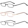 REAVEE 3 Pack Slim Pen Reading Glasses Small Tube Stylish Readers for Men Women Spring Hinged with Portable Clip Case, Black Brown Blue 3.25 view 2