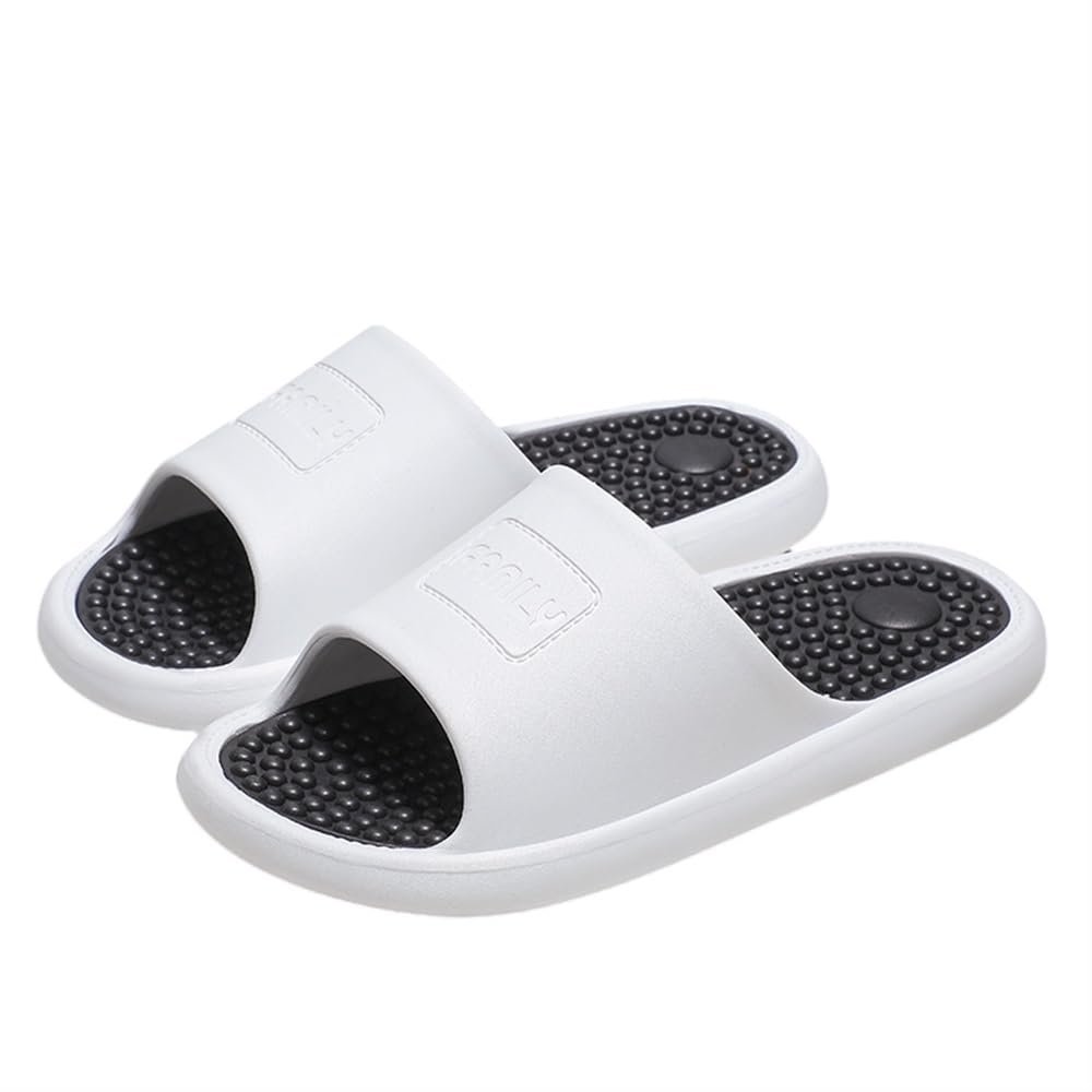 HONGFSM Massage Slippers for Women Men Foot Acupressure Sandals Reflexology Acupuncture Shower Shoes Promote Blood Circulation Plantar Fasciitis Pain Relief(White,9.5/10)