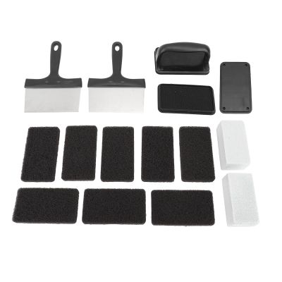 WSJKASJW for Griddle Cleaning Kit Oil Removal Anti Hot Handle Multifunctional Grill Cleaning Kit (15Pcs)