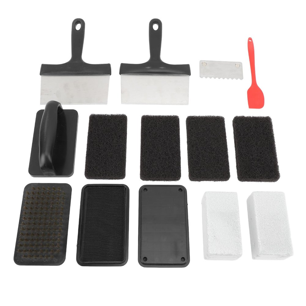 WSJKASJW for Griddle Cleaning Kit Oil Removal Anti Hot Handle Multifunctional Grill Cleaning Kit (14Pcs)