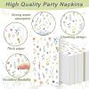100Pcs Wildflower Napkins Party Decorations Disposable Floral Cocktail Napkins Butterfly Decorative Paper Flower Napkins Guest Bathroom Hand Towels for Wedding Bridal Baby Shower Birthday Tea Party view 3
