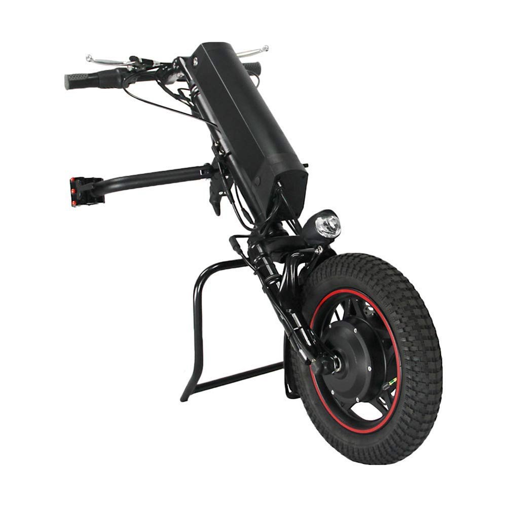 KJLYLPP Electric Wheelchair Handcycle Wheelchair Attachment, Rehabilitation Therapy Electric Wheelchair Conversion Kit with Front Light (8Ah)