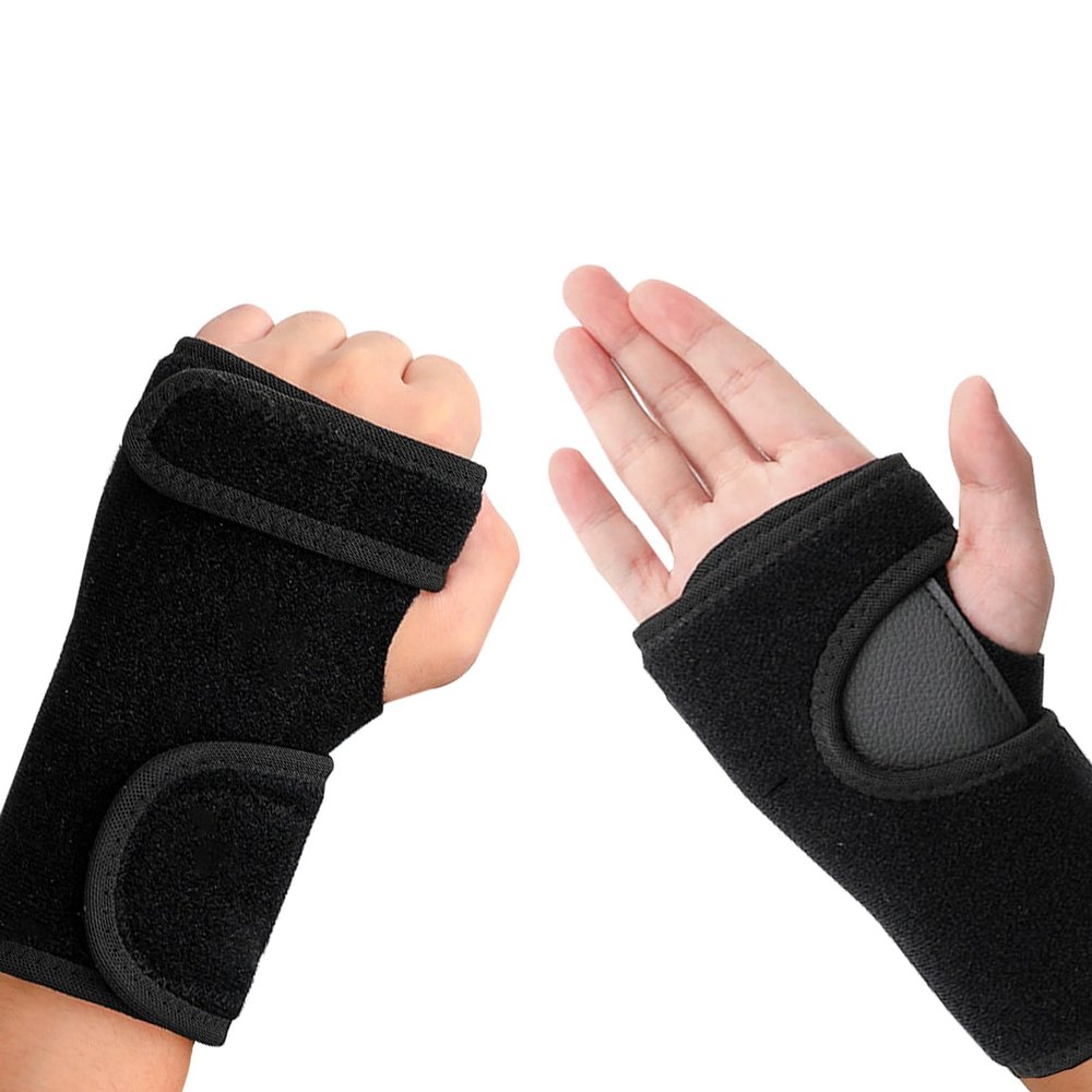 1 Pair Wrist Brace for Carpal Tunnel with Metal Bar, Men Women Hand Wrist Support Brace, Adjustable Night Wrist Splints Guards for Endonitis Sprain Arthritis Relief (Black, Right & Left) (A)