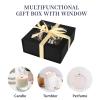 Black Gift Box with Window,7.5"x7.5"x3.1" Bridesmaid Boxe for Gift Giving,Birthday Gifts Boxes with Magnetic,Closure Lid Gift Boxe for Presents,Cute Box,Luxury for Gift Packaging,Gift Boxes for Wrapping Gifts view 3