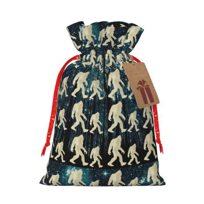 Augenstern Burlap Drawstring Bag Bigf-Oot-Hide-Seek Reusable Present Wrapping Sack Xmas Holiday Party Favor Bag Medium